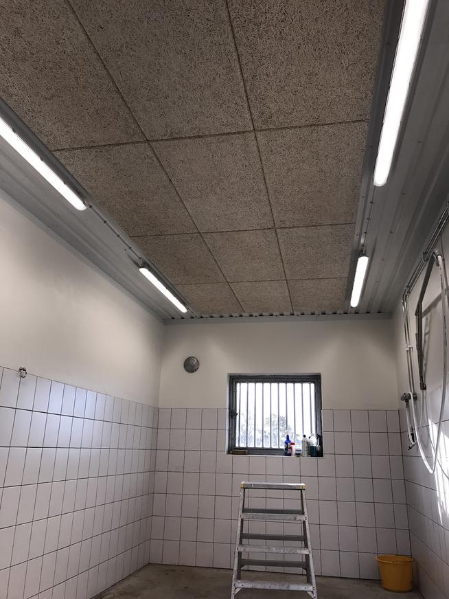 Monterat ljudabsorberande takskivor och nu är spolspiltan klar.